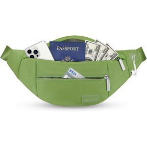 Women Men Khaki Green Large Crossbody Fanny Pack Belt Bag Hands-Free Waist Pack